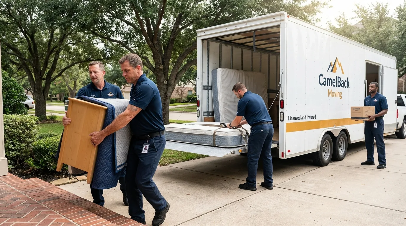Crew loading residential truck for cross-state move from Tuckerman, AR