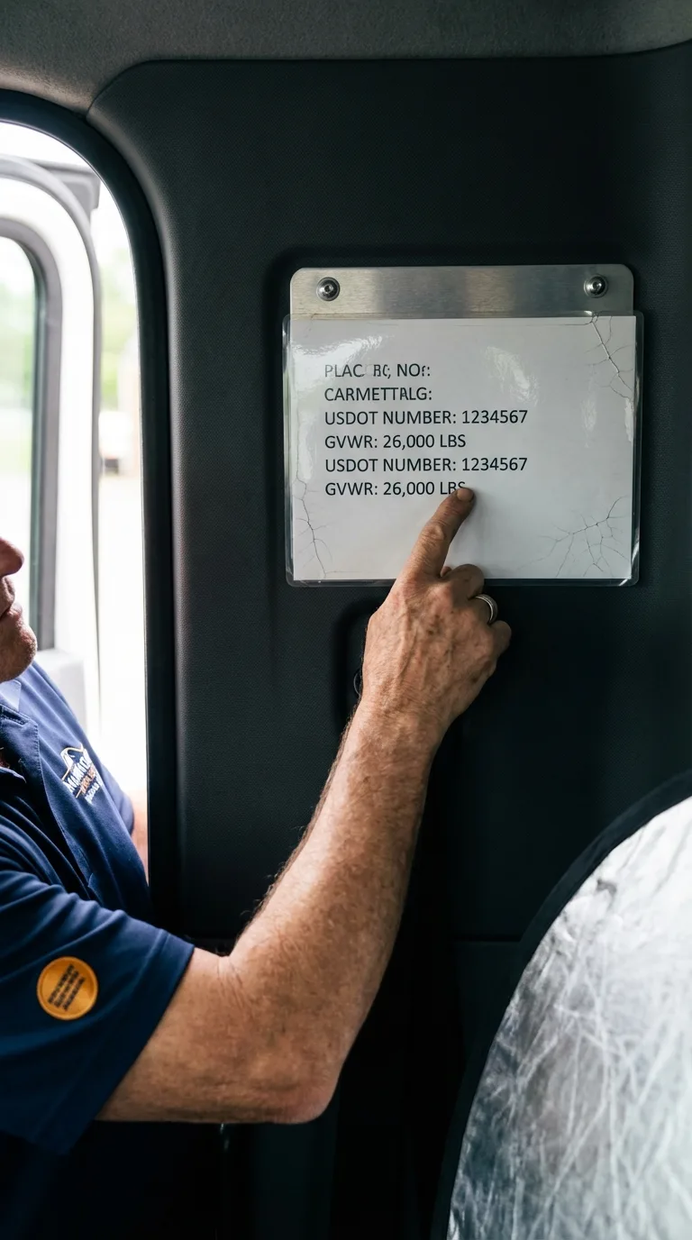 USDOT licensing placard verification in Tuckerman
